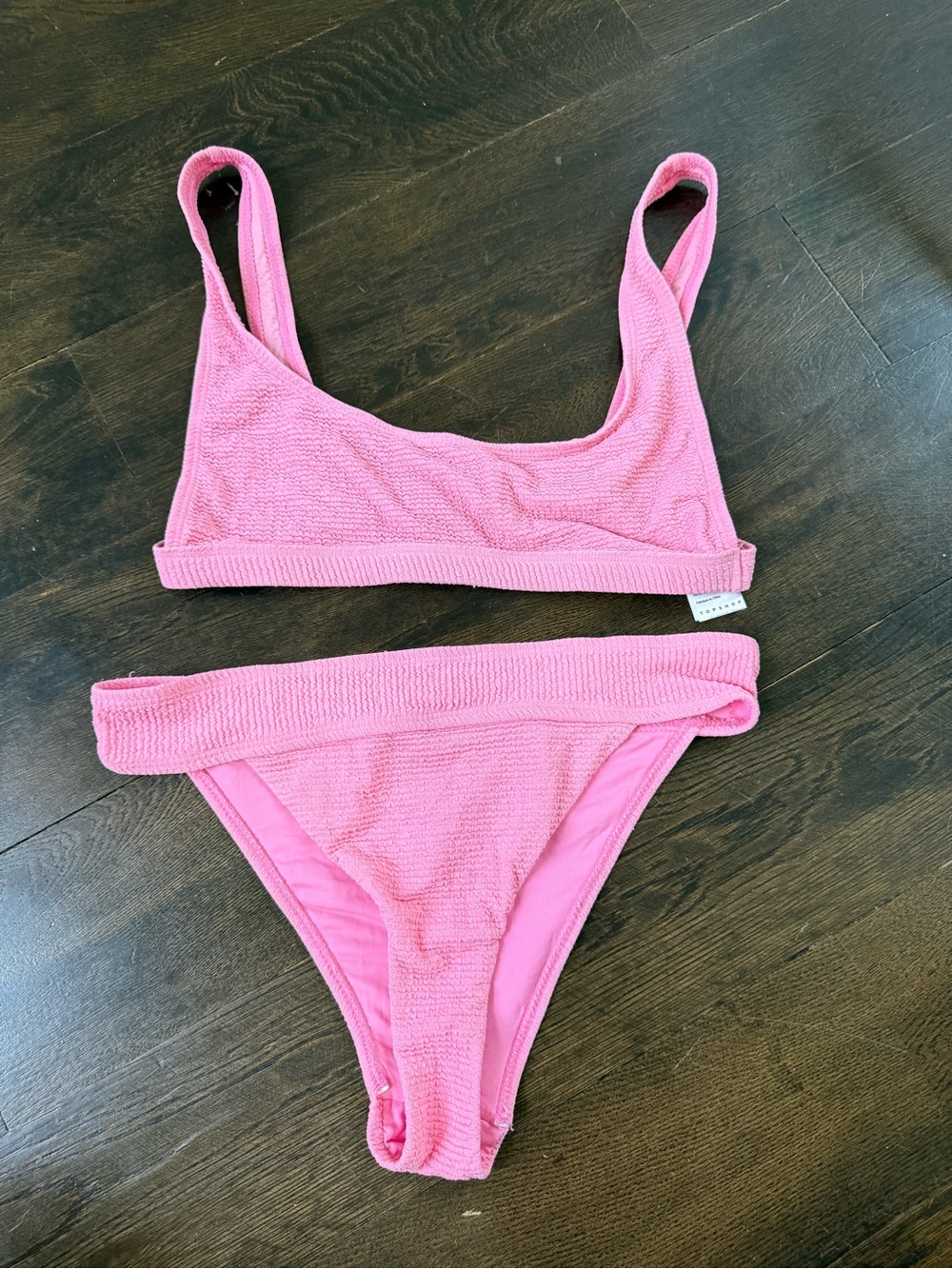 TopHop Pink Textured Two-Piece Bikini Set